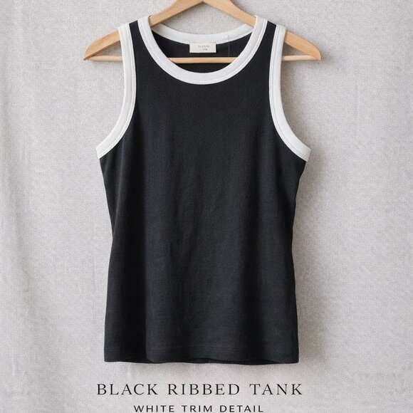 a new day Tops - A New Day Black Ribbed Tank Top – Size Large